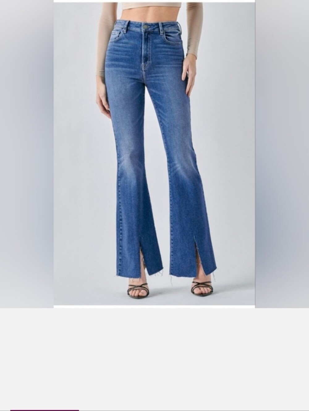 Hidden Happi Split-Hem High-Rise Wide-Leg Jeans - Blue NWT